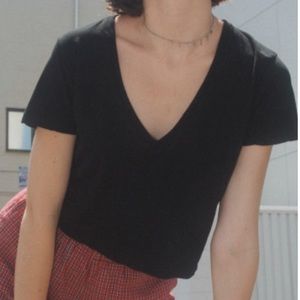 Brandy Melville Black Cropped V neck